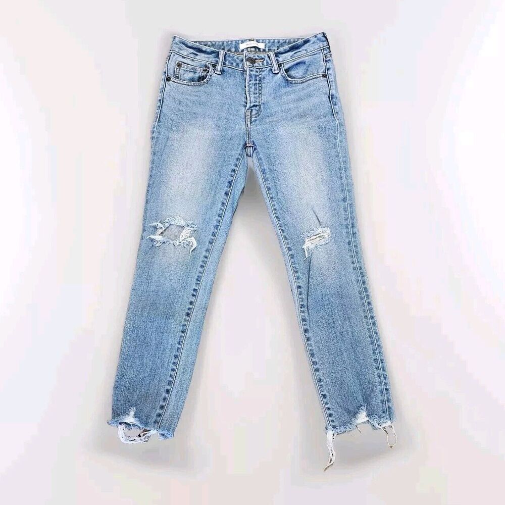 Moussy Jeans 25 Distressed Skinny Denim 010AAA12-3640 Raw Hem - Picture 1 of 6